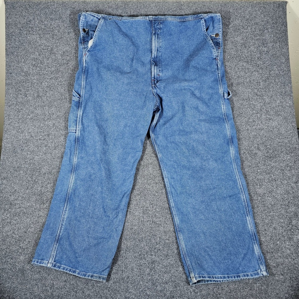 Dickies Denim Bib Overalls Denim Light Wash Blue Men's Tagged 40x30 Act 40x28 - Picture 2 of 7
